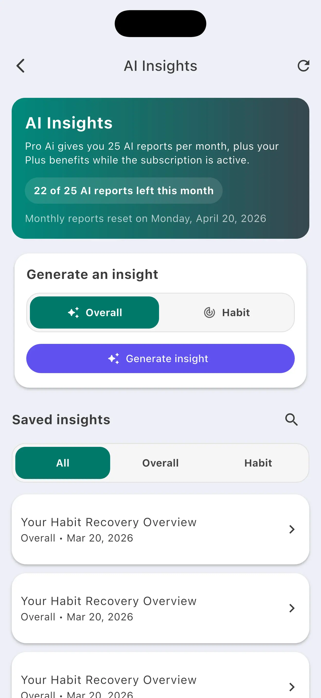 Avoid AI insights list screenshot