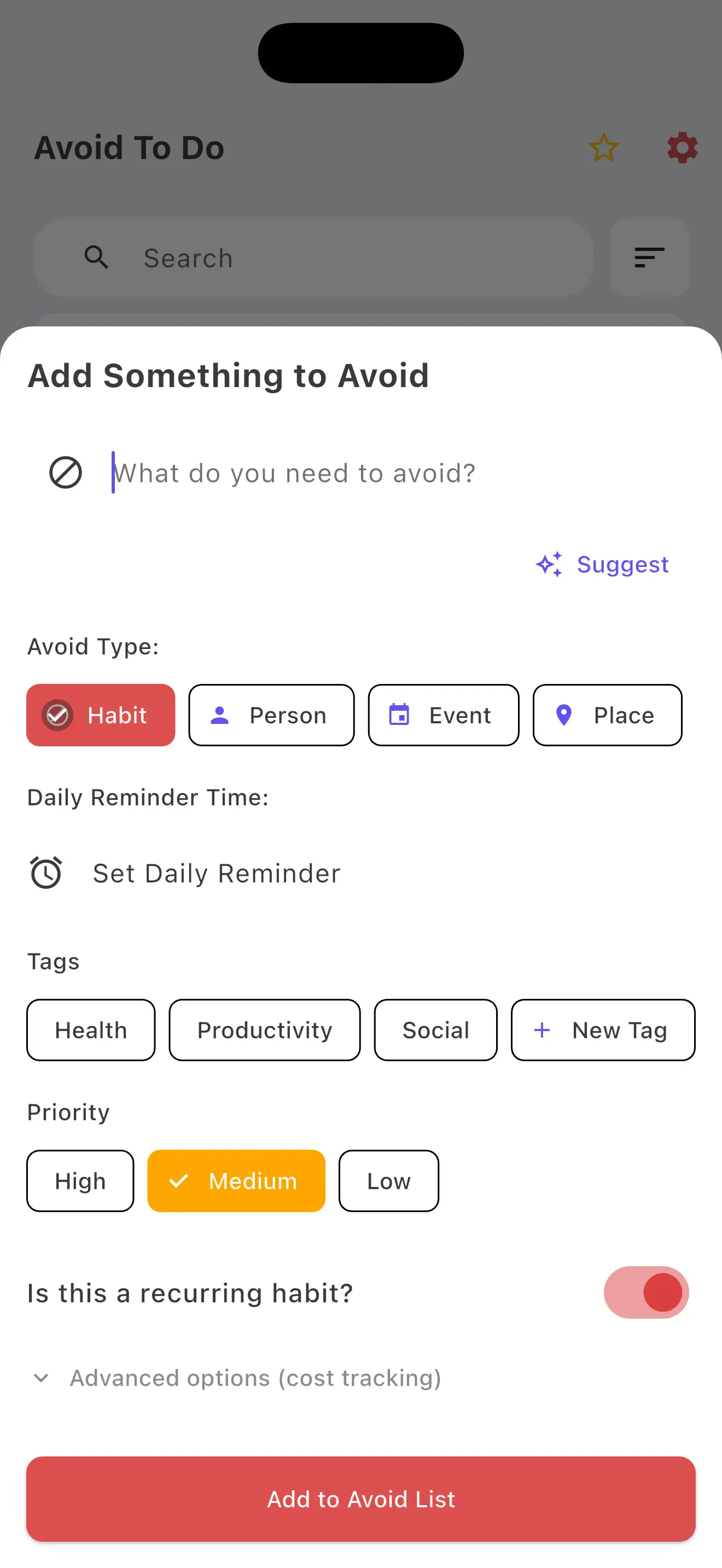 Avoid support tools or goals screenshot